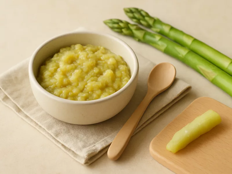 Verse asperge, heel en klaargemaakt voor een baby