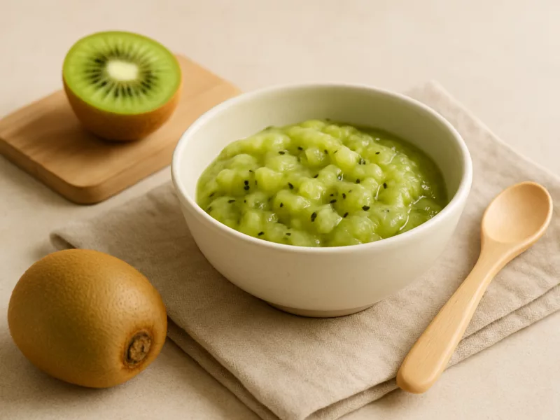 Verse kiwi, heel en klaargemaakt voor een baby