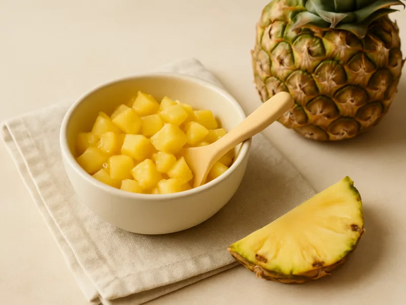 Verse ananas, heel en klaargemaakt voor een baby