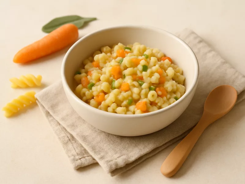 Verse pasta, heel en klaargemaakt voor een baby