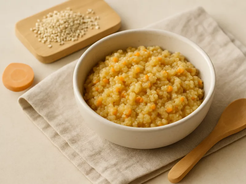 Verse quinoa, heel en klaargemaakt voor een baby