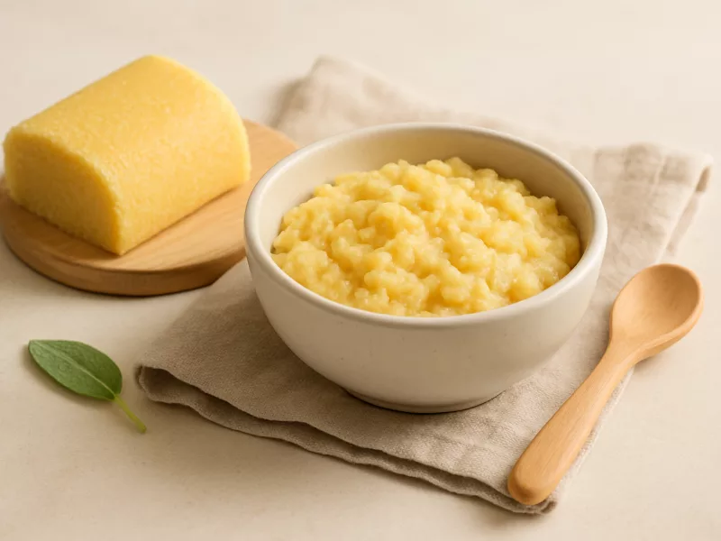 Verse polenta, heel en klaargemaakt voor een baby