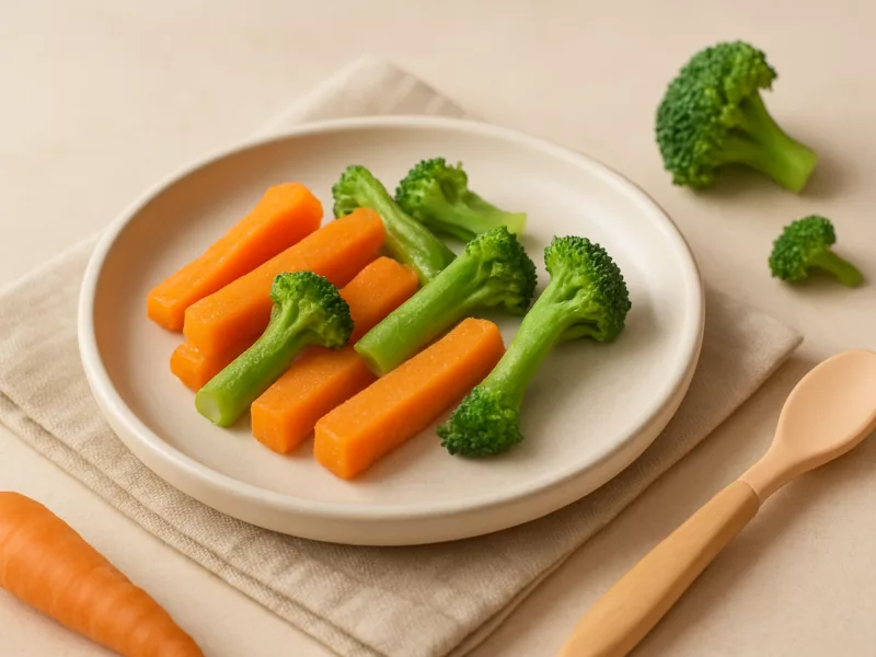 Kom wortel reepjes rapley met broccoli, geschikt vanaf 6 maanden