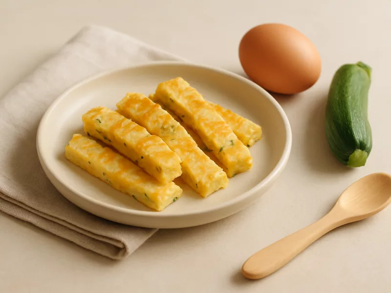 Kom omelet reepjes baby met courgette, geschikt vanaf 7 maanden