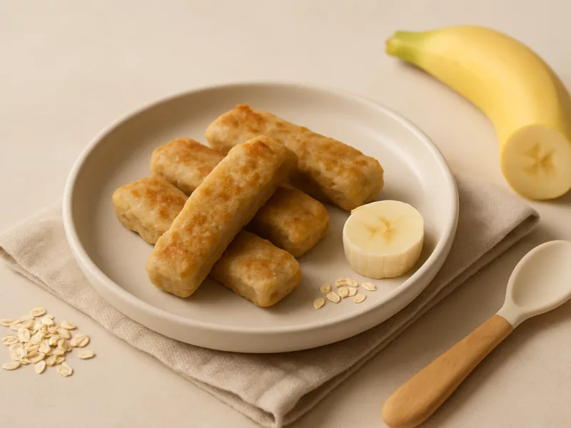 Kom bananen-havermoutpannenkoekjes voor baby van 9 maanden, geschikt vanaf 9 maanden