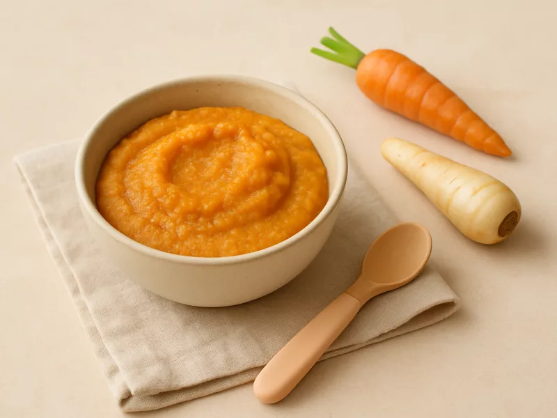 Kom eerste hapje wortel recept: zachte wortelpuree, geschikt vanaf 4 maanden