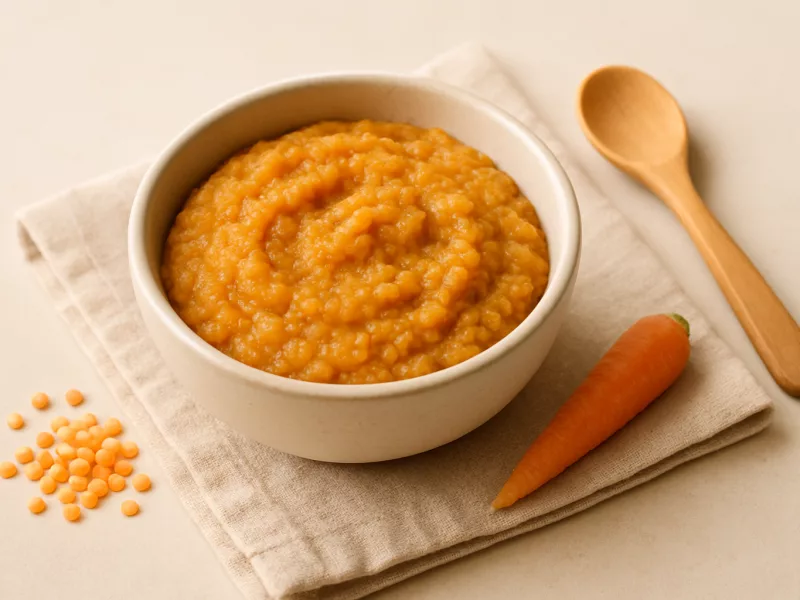 Kom rode linzen recept baby: puree met wortel en courgette, geschikt vanaf 6 maanden