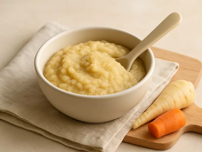 Kom eerste hapje pastinaakpuree, geschikt vanaf 4 maanden
