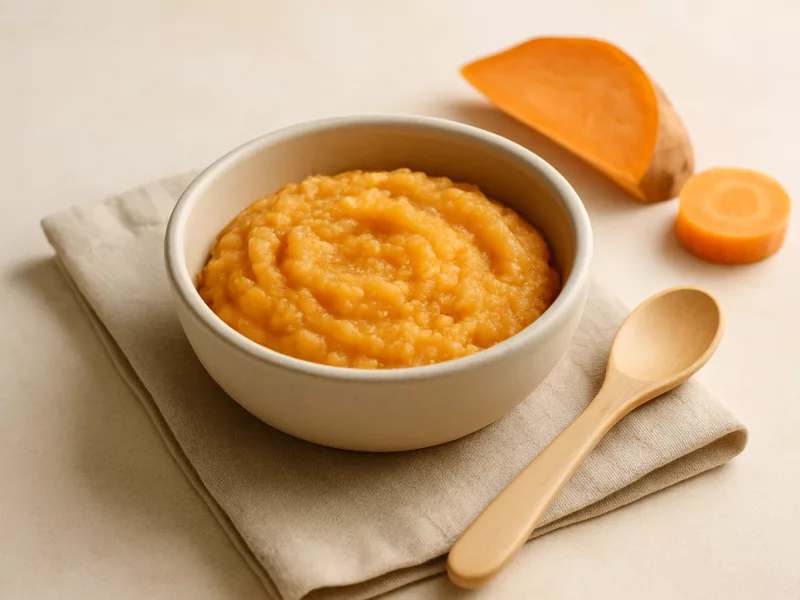 Kom zoete aardappelpuree baby, geschikt vanaf 4 maanden