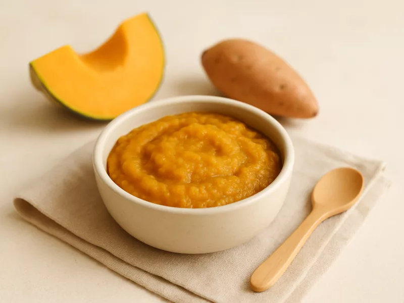 Kom pompoenpuree voor baby, geschikt vanaf 4 maanden