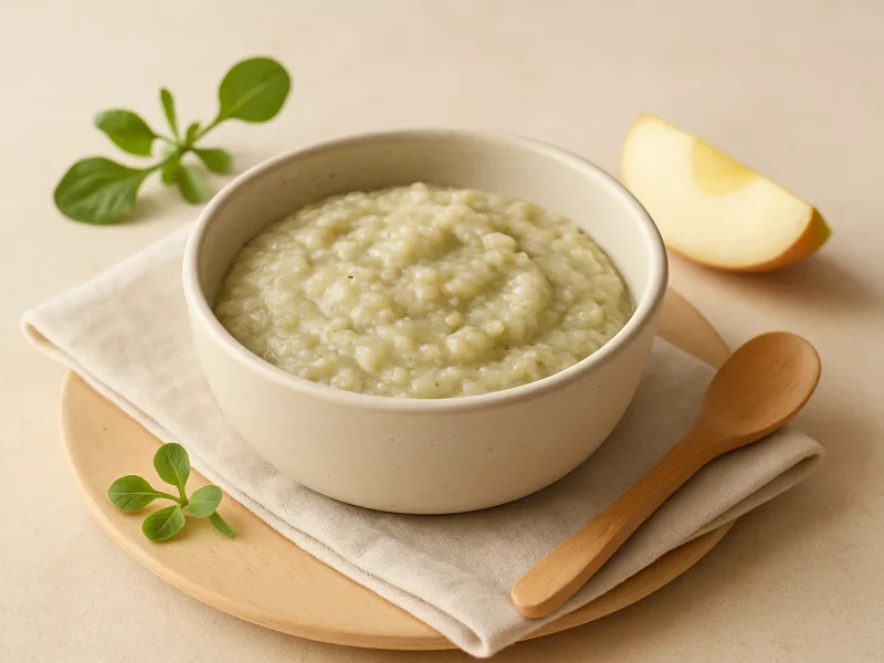 Kom ontbijt baby 6 maanden recept: posteleinpap met appel en havermout, geschikt vanaf 6 maanden