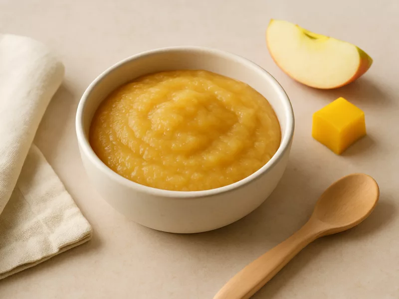 Kom mango-appelmoes voor baby, geschikt vanaf 4 maanden