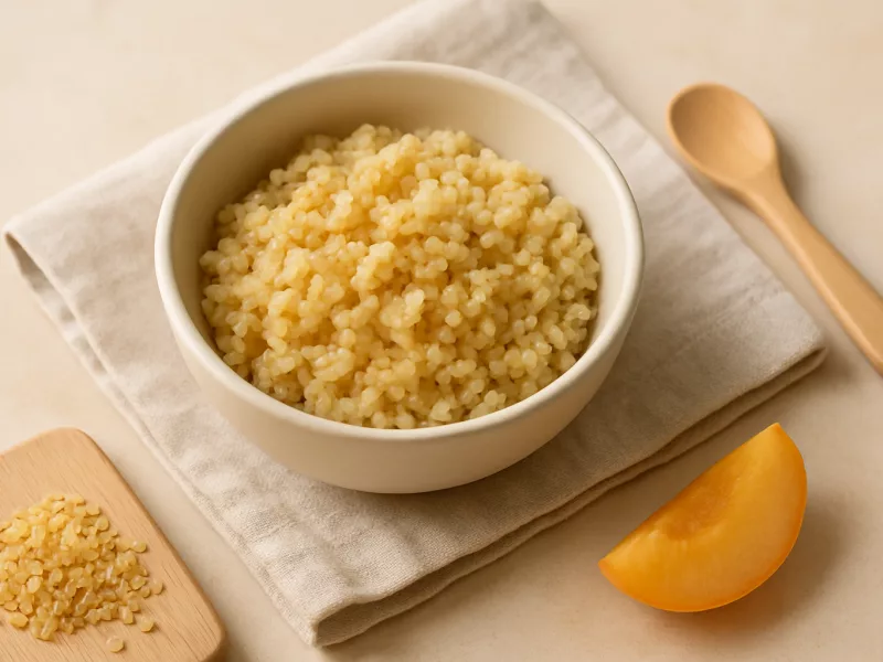 Verse bulgur, heel en klaargemaakt voor een baby