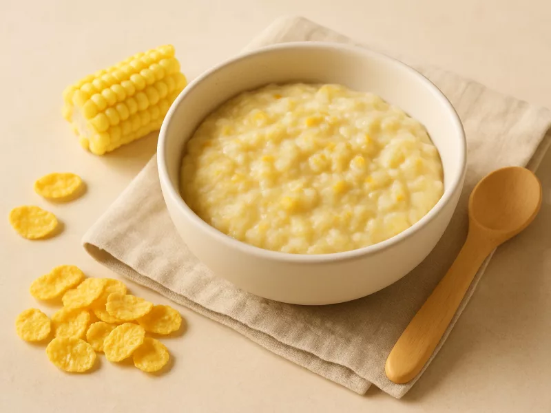 Verse cornflakes, heel en klaargemaakt voor een baby