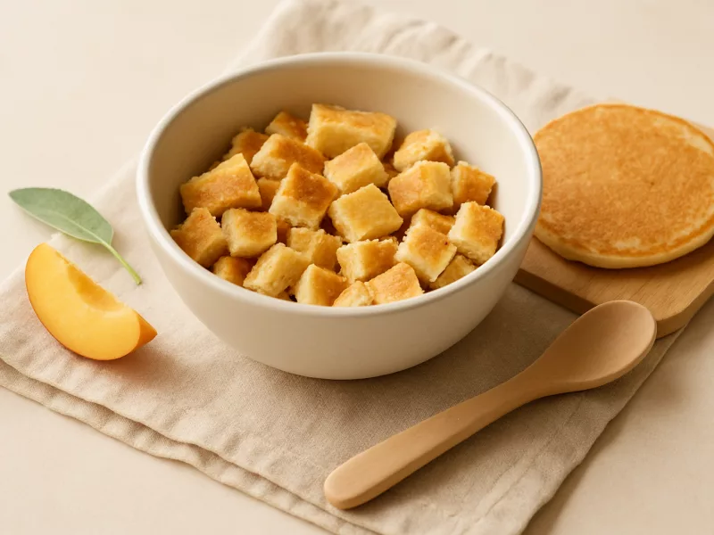 Verse pannenkoek, heel en klaargemaakt voor een baby