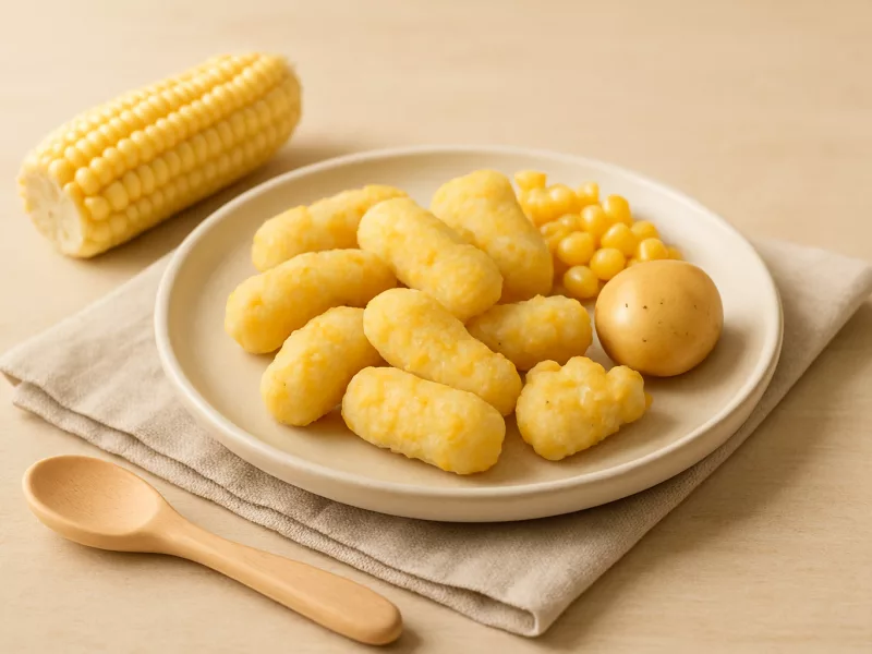 Kom zachte mais-aardappelballetjes voor baby van 8 maanden, geschikt vanaf 8 maanden
