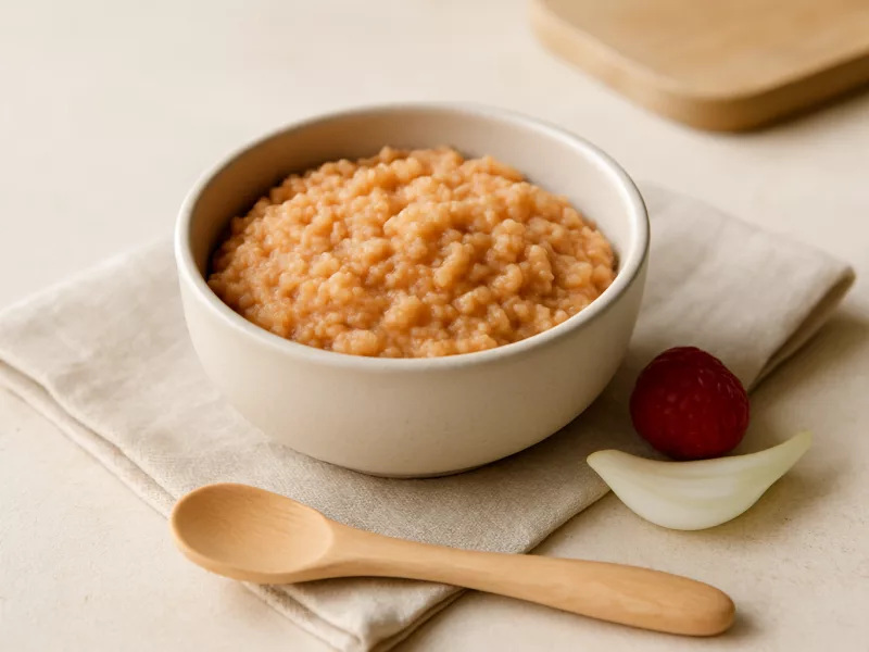 Kom pasta baby 8 maanden: frambozen-couscousstoofpotje met venkel, geschikt vanaf 8 maanden