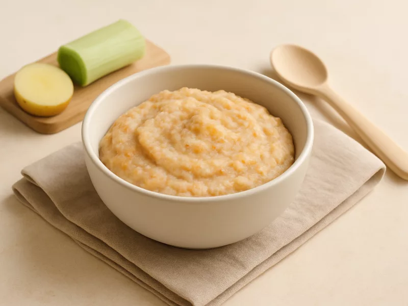 Kom zalm-preipuree baby met aardappel en appel, geschikt vanaf 6 maanden