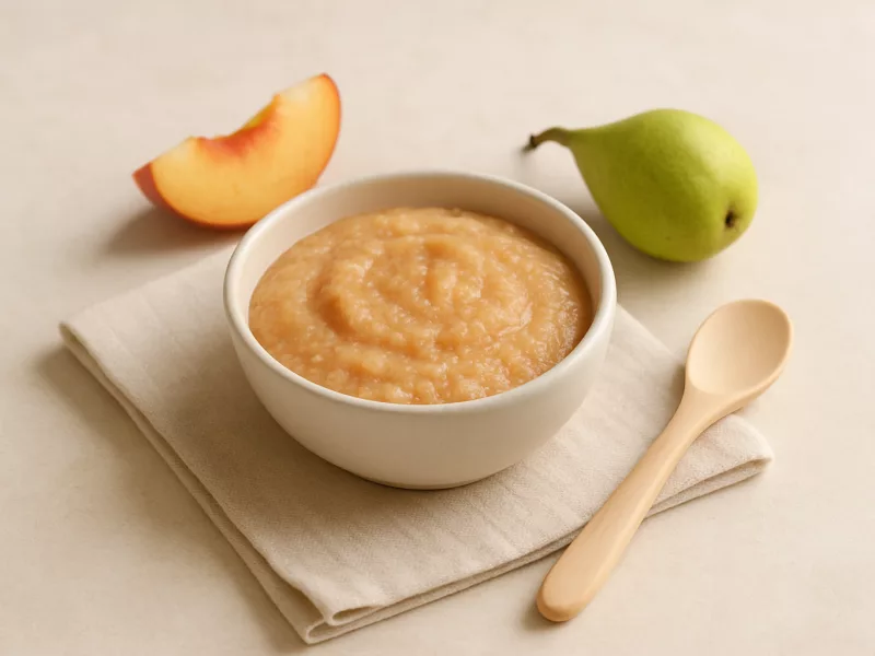 Kom grovere nectarine-speltpap voor baby, geschikt vanaf 7 maanden