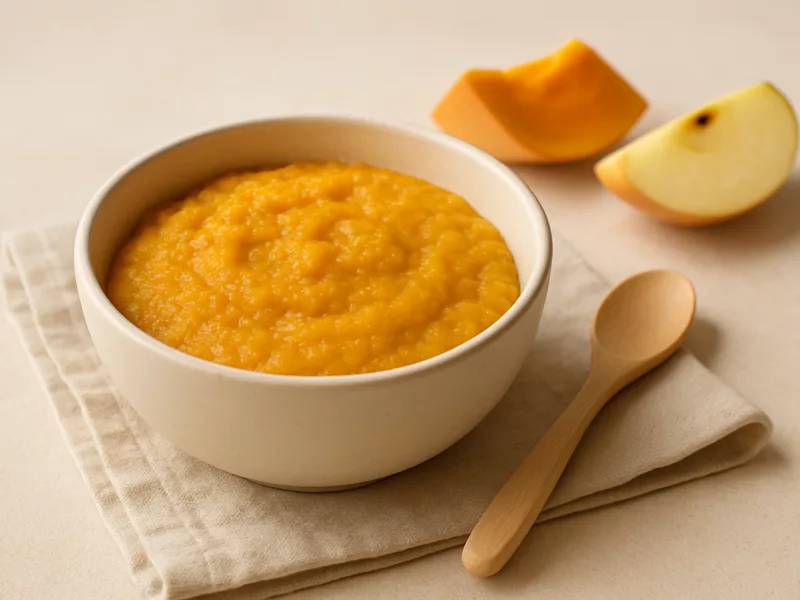 Kom mango-pompoen-appelpuree voor baby, geschikt vanaf 5 maanden