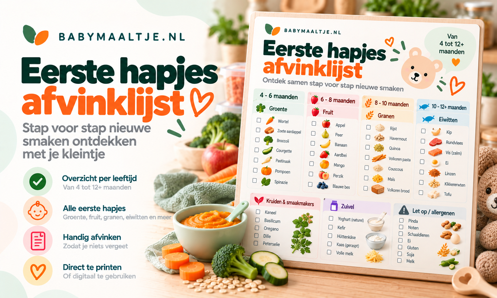 Omslag van de eerste hapjes afvinklijst